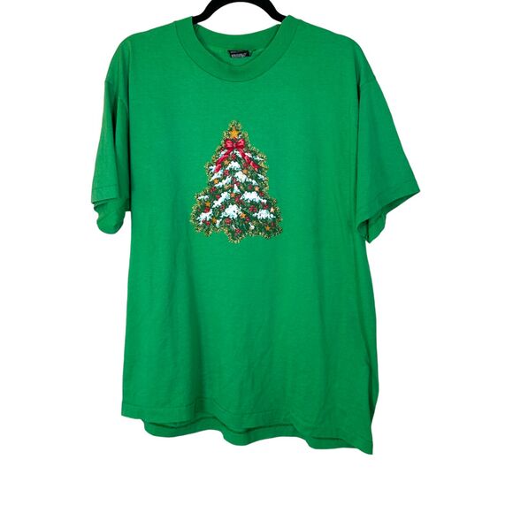 Best Fruit of the Loom Vintage Single Stitch Christmas Tree Shirt Women's XL - Picture 1 of 6